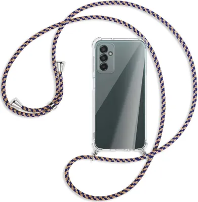 Produktbild von Handykette Backcover-Schutzhülle mit Band (Metall silberfarben) für Samsung Galaxy M23 - blau+beige