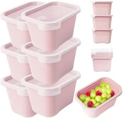Immagine prodotto di Contenitori per alimenti rosa pastello, 6 pezzi, 1000 ml, senza BPA, impilabili, adatti al microonde e lavabili in lavastoviglie.