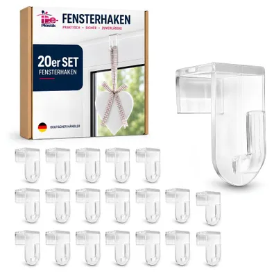 Fensterhaken transparent 20 Stück für Fensterfalz bis 17 mm