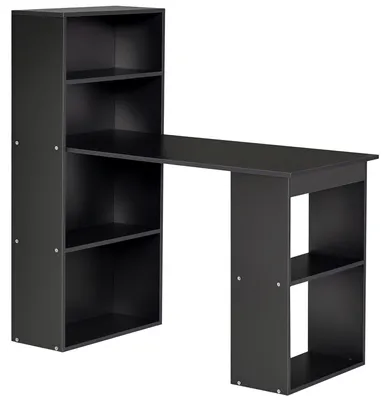 Produktbild von PC-Schreibtisch aus Holz mit 6 seitlichen Ablagef?chern, 120 x 55 x 120 cm, schwarz