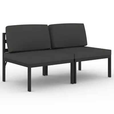 Produktbild von vidaXL Gartensofa 2-Sitzer mit Kissen Aluminium Anthrazit