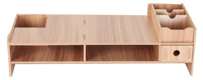 Image de Support pour écran d'ordinateur en bois avec rangement