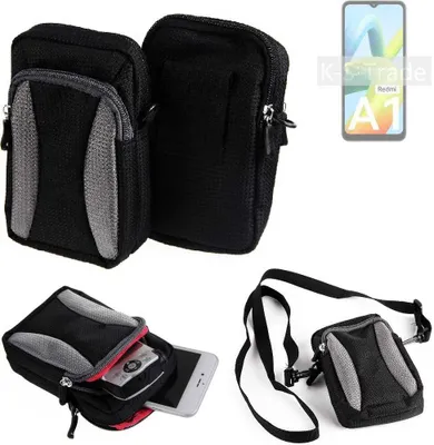 Produktbild von K-S-Trade Holster Schutz Hülle kompatibel mit Xiaomi Redmi A1 Handy Hülle Gürteltasche Umhängetasche mit Zusatzfach schwarz
