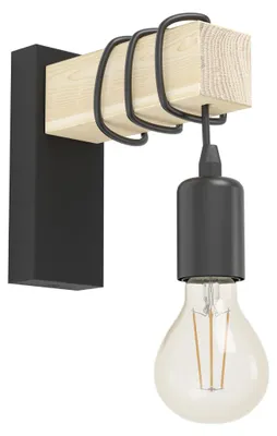 Obrázek produktu pro EGLO TOWNSHEND, Zarovnané, 1 žárovek, E27, IP20, Černá, Hnědá