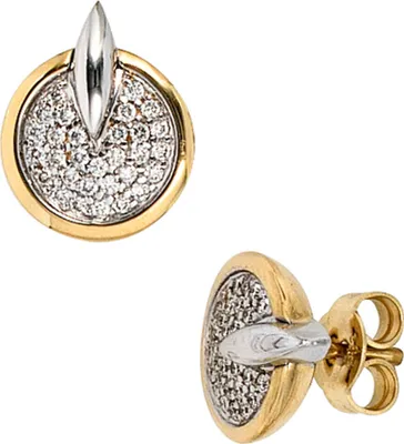 Produktbild von JOBO Ohrstecker 585 Gold Gelbgold Weißgold 60 Diamanten Brillanten Ohrringe