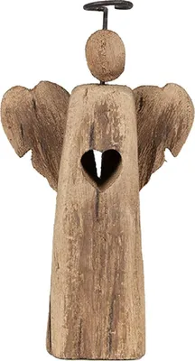 Obrázok produktu pre Vianočný anjel, drevené srdce, hnedý, Clayre & Eef, 6H2342, rozmer 13x5x22 cm