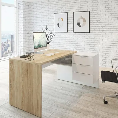 Produktbild von Schreibtisch - Weiß 108x145x73h cm
