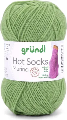 Produktbild von Gründl Hot Socks Merino 50 g/200 m 4-fädig uni 75 % Schurwolle(Merino) /25% Polyamid 08 grasgrün