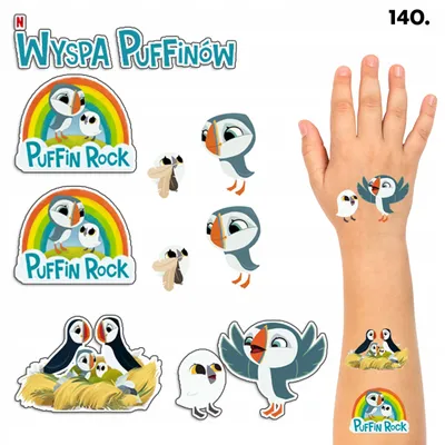 Zdjęcie produktu dla Tatuaże Zmywalne Dla Dzieci Tymczasowe Wyspa Puffinów - 8 El. / 150 Wz.