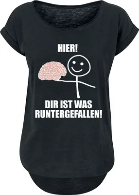 Produktbild von Sprüche T-Shirt Damen Hier! Dir ist was runtergefallen! schwarz 5XL