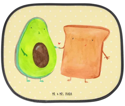 Produktbild von Mr. & Mrs. Panda Sonnenschutz Fürs Auto Avocado Toast - Gelb Pastell - Geschenk, Toastbrot, Liebe, Autoscheiben, für, Sonnenblende