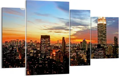 Produktbild von Bild auf Leinwand - Leinwandbild - Amerika gebäude sonnenuntergang wolkenkratzer - 120x70cm - Wand Bild - Wanddeko - Leinwanddruck - Bilder - Kunstdruck - Leinwand bilder - Wandkunst - DL120x70-2125