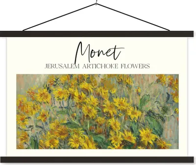 Produktbild von MuchoWow® Textilposter Malerei - Monet - Blumen 60x40 cm mit schwarzem Rahmen - Hölzernes