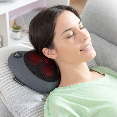 Produktbild von InnovaGoods - Shiatsu Massagegerät Shissage, Kompaktes Design, 4 Ergonomische Rotierende Köpfe, Wärmefunktion mit Infrarot, 3 Geschwindigkeiten, Grau