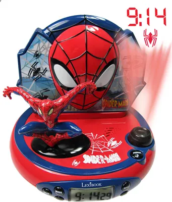 Produktbild von Lexibook Uhrenradio RP500SP Spiderman Kinderwecker mit Projektion, Nachtlicht, Radio, LCD-Display, Snooze, 4 Soundeffekten, autom. Sendersuchlauf, Analogradio, Kunststoff, Rot Blau Schwarz, 225x200x220mm, ab 4 Jahren