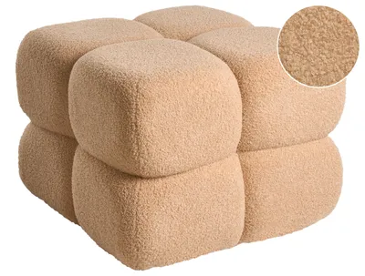 Obrázek produktu pro BELIANI Taburet béžový buklé čalounění 60 x 60 kostkový puf podnožka moderní styl obývací pokoj ložnice