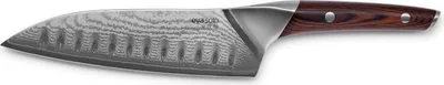 Produktbild von Eva Solo Nordic kitchen Santoku, krájací nôž, nôž, damašková oceľ/drevo, dĺžka čepele 18 cm, 515402
