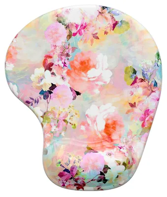 Ergonomisches Mauspad mit Gel-Stütze, Anti-Rutsch, Rosa Blume
