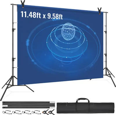 Produktbild von VEVOR Fotohintergrund Fotografie Hintergrund 2900 x 3500 mm Hintergrundstoffgröße Studio-Requisiten Hintergrund mit 2 Dreieckshalterung, 2400–2920 mm Einstellbare Teleskophöhe Hochzeiten, Party-Setups