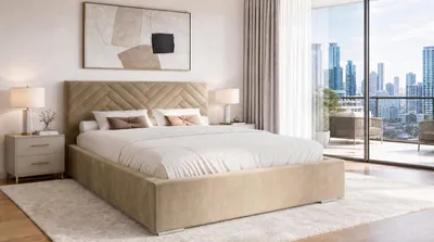 Produktbild von Aura Polsterbett 180x200 cm - Bett mit Bettkasten & Lattenrost, Veloursstoff Braun