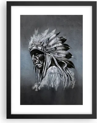 Produktbild von Gerahmtes Poster - Schwarzer Rahmen - Inder Feder Mann - 30x40 cm - Wand Bild - Wanddeko - Wandbilder - Kunstposter - Wandposter - Bilderrahmen - Bilder - Kunstdruck - Wanddekoration - P2BPA30x40-4914