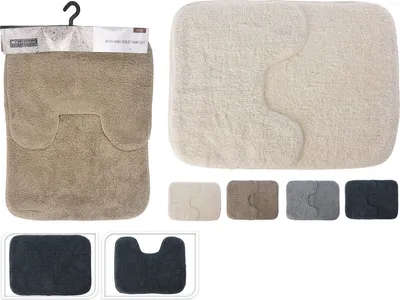 Produktbild von Bath mat set BATHROOM SOLUTIONS, 4 assorted colors, 50 x 70 cm and 40 x 50 cm, 80% wood.