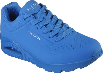 Produktbild von Skechers Uno - Stand On Air 52458/BLU, Herren Schuhe, Blau, Gr. 44, Air Cooled Memory Foam, Synthetik, Glattlederstruktur, Gummi, sportlich, Joggerstil, Ziernähte, Perforationen
