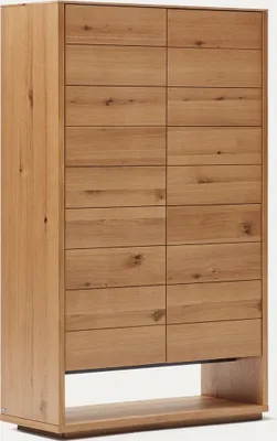 Produktbild von Highboard Alguema 100 x 163,5 x 40 cm Eichenfurnier Kommode Schrank Wohnzimmer