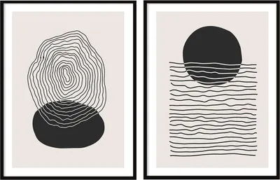 Obrázek produktu pro Malířský plakát v rámu, 53 x 73 cm, diptych, sada 2 kusů, abstraktní, boho, P2066