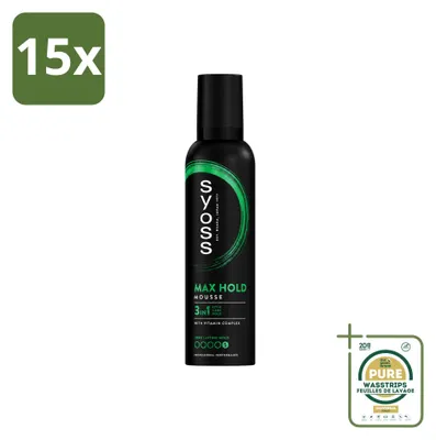 Imagen del producto de 15 unidades de espuma para el cabello Syoss Keratin, 250 ml cada una, pack ahorro