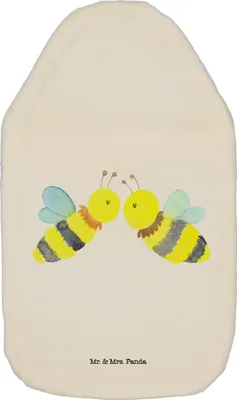 Produktbild von Mr. & Mrs. Panda Wärmflasche Biene Liebe - Weiß - Geschenk, naturkautschuk, Hummel, Wärmflaschen, Wärmekissen, mit Bezug, Flauschige