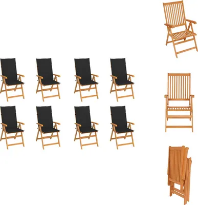 Produktbild von vidaXL Garten-Liegestühle mit Kissen 8 Stk. Massivholz Teak -  Gartenstühle
