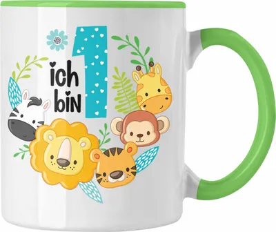 Produktbild von Trendation - 1. Geburtstag Tasse Geschenk Becher Erster Bday Geschenkidee 1 Jahr Alt Baby Junge Mädchen Kakaotasse (Grün)