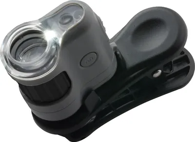 Taschenmikroskop 20x mit LED/UV-Licht und Smartphone-Adapter