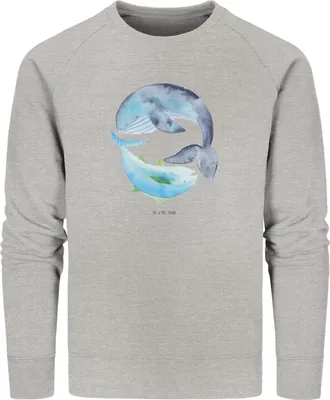 Produktbild von Mr. & Mrs. Panda Organic Pullover Walfisch Thunfisch Größe XL - Heather Grey - Geschenk, Sweatshirt, Sweater, Baumwoll, Wahl, Witz, Wal, Spruch Des Tages, Tunfisch, Pulli