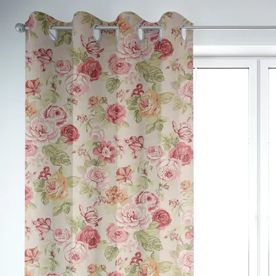 Produktbild von SCHÖNER LEBEN. Vorhang Blumen Rosen beige grün rot 245cm Aufhängung Ösen