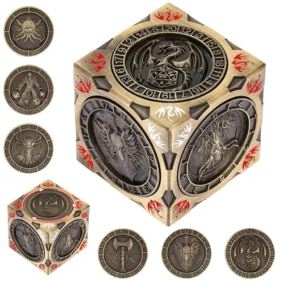Immagine prodotto di Elzusha - Set di dadi in metallo multifunzione 7-in-1 per giochi di ruolo (RPG)