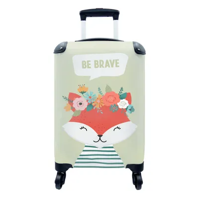 Produktbild von MuchoWow® Koffer Handgepäck Trolley Rollkoffer Kleine Reisekoffer mit 4 Rollen - Fuchs - Blumen - Krone - Zitat - Cabin Size < 55x40x23 cm & 55x40x20 cm - Fotokoffer - Kabinenkoffer - Boardgepäck - Reise-Box - Reisekoffer - Reisegepäck - Koffer mit Bild - Trolley für Kinder