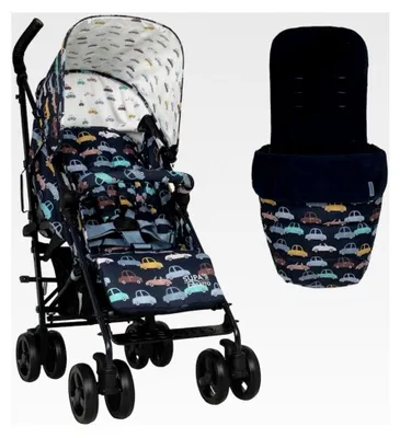 Produktbild von Supa 3 Kinderwagen mit Fußsack, leichter Kinderwagen von Geburt bis 25 kg, kompakt, Regenschirmklappe, großer Einkaufskorb, Tragegriff