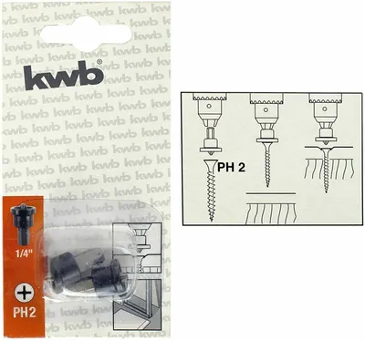 Produktbild von kwb Premium 2 Stk. Bits Tiefenstop PH2 Tiefenbegrenzer 1/4" Zoll 104530