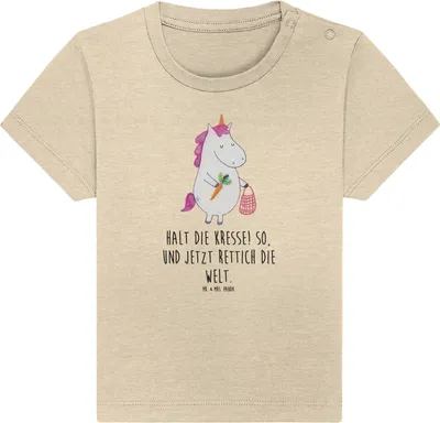 Produktbild von Mr. & Mrs. Panda Babyshirt Einhorn Gemüse 12. - 18. Monat - Natural Raw - Geschenk,  Baby T-Shirt, Unicorn, Kleinkind Shirt, Öko, Organic, Wochenmarkt, Biomarkt