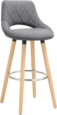 Produktbild von WOLTU Barhocker, Leinen Holzgestell, Dunkelgrau, mit Lehne & Fußstütze, skandinavisch modern, Gesamthöhe 91 cm, Sitzhöhe 68 cm, Rückenlehnenhöhe 27 cm, Sitzfläche 43x43 cm, für Küche Esszimmer Bar, 1er oder 2er Set, bis 120 kg, sichelförmige Aushöhlung