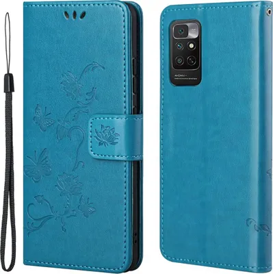 Produktbild von Xiaomi Redmi Note 11 / 11S 4G Hülle - Coverup Blumen & Schmetterlinge Klapphülle - Blau
