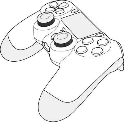 A line drawing of a video game controller.
