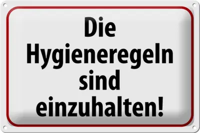 Produktbild von Blechschild Hinweis 30x20cm Hygieneregeln sind einzuhalten