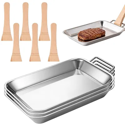 Zdjęcie produktu dla Zestaw 3 misek do grillowania, ze stali nierdzewnej, z łopatkami