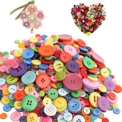 1000 bunte Kunstharz-Knöpfe, 7-15 mm, rund, für DIY und Nähen