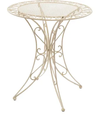 Produktbild von Tisch Gartentisch Bistrotisch 79cm Eisen Garten Antik-Stil creme weiß