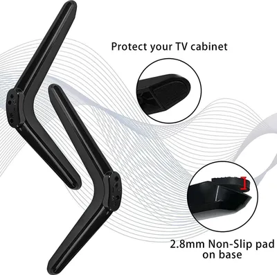 Produktbild von Universeller schwarzer TV-Ständer mit Schrauben, Smart-TV-Tischhalterung, 17–20 mm Lochabstand, Bodenständer für 32/40/49/50/55 Zoll LED-/LCD-Fernseher