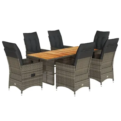 Immagine prodotto di vidaXL set da pranzo da giardino 7 pezzi con cuscini in polirattan grigio